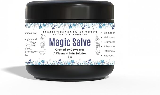 Wound Salve - For Horses, Pets, Livestock & People - Calendula, Shields Abrasions, Stops Infections, Promotes Scabbing, Reduces Inflammation & Scarring, Vet-Approved - Bev's Magic Salve (6 oz)