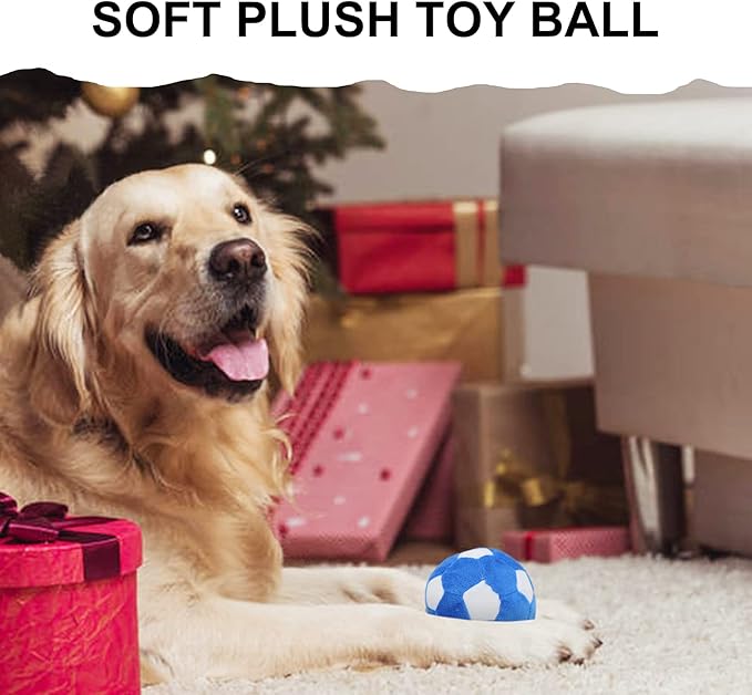 Dog Toys Balls - Chewable Plush Football for Dogs, Soft Pet Squeaky Ball Stuffed with Fluffy, Durable Indoor Outdoor Dog Puzzle Toy, Birthday for Puppy Small and Medium Breeds