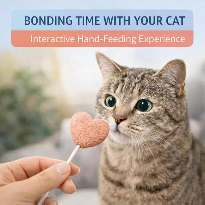 Freeze Dried Cat Treats Salmon Lollipops 4 Pops - High Protein Lickable Salmon Treats on Stick for Training Bonding - Cat Snacks No Artificial Flavors Preservatives for Kittens Cats All Ages