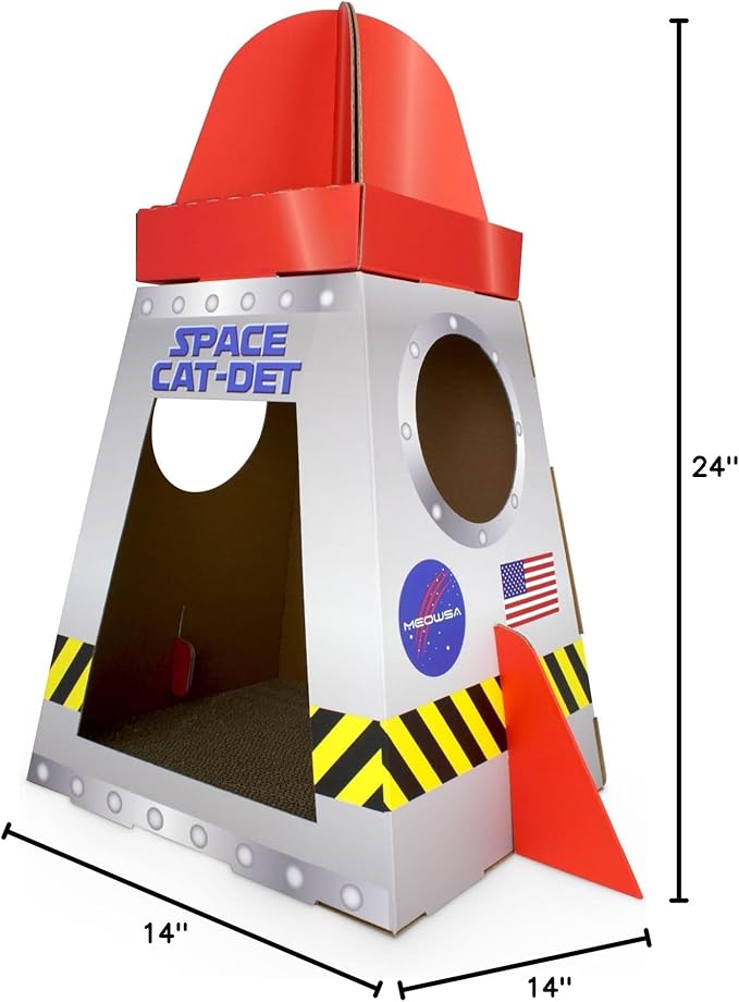 American Cat Club Cat House with Scratcher & Catnip Included - Space Ship