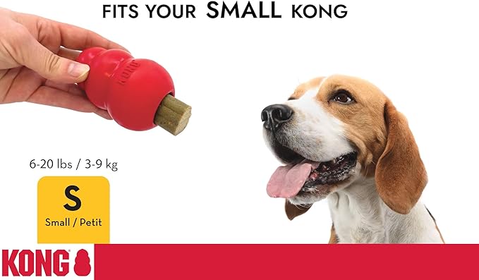 KONG Classic Dog Toy Enhanced Ziggies Dental Treats – Durable Rubber Chew Toy & Teeth Cleaning Stuffable Treats Bundle (Small)