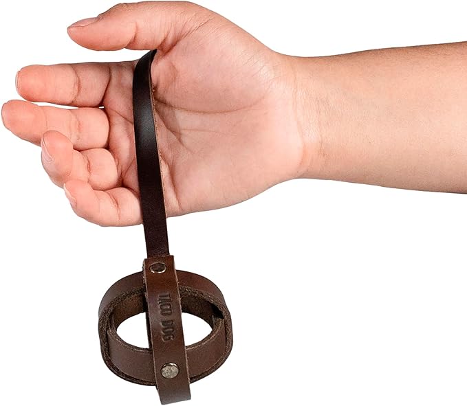 TACO DOG, Interactive Ball Toy with Strap for Cats, Chasing Pet Toy, Indoor Pet Accessories, Thick Full Grain Leather, Handmade, Bourbon Brown