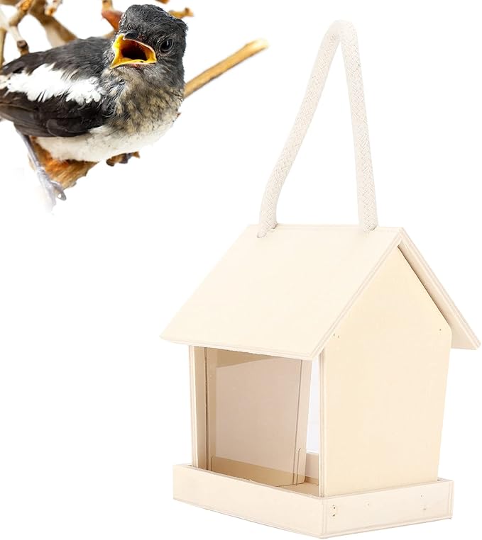 Bird Feeder Composite Wooden Board with Eaves Design for Easy Refill and Cleaning for Backyard Birding Supplies (Regular Square)