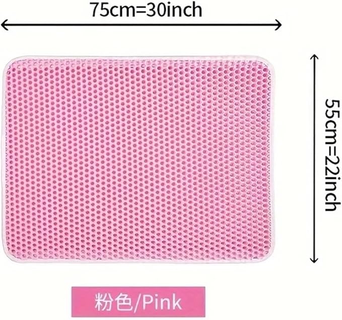 1Pc Large Size Cat Litter Honeycomb Double Layer Design,Urine Waterproof,Easy Cleaning,Scatter Control,Stay Clean(Gray,L-60X90cm)