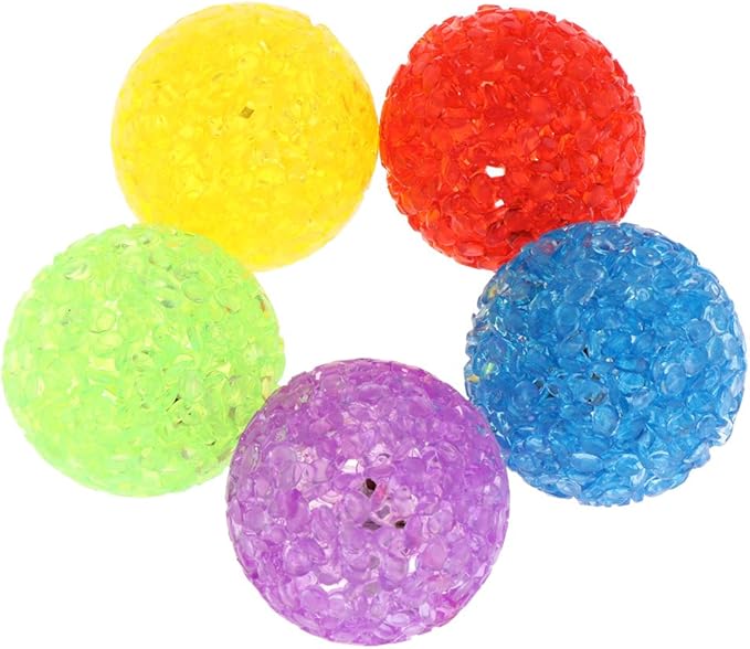 5 Pcs Cat Toy Bell Crystal Ball Sound Pet Game Kitten Plastic Interactive Rattle toys for indoor cats balls with bells teaser, Random, As the pictures