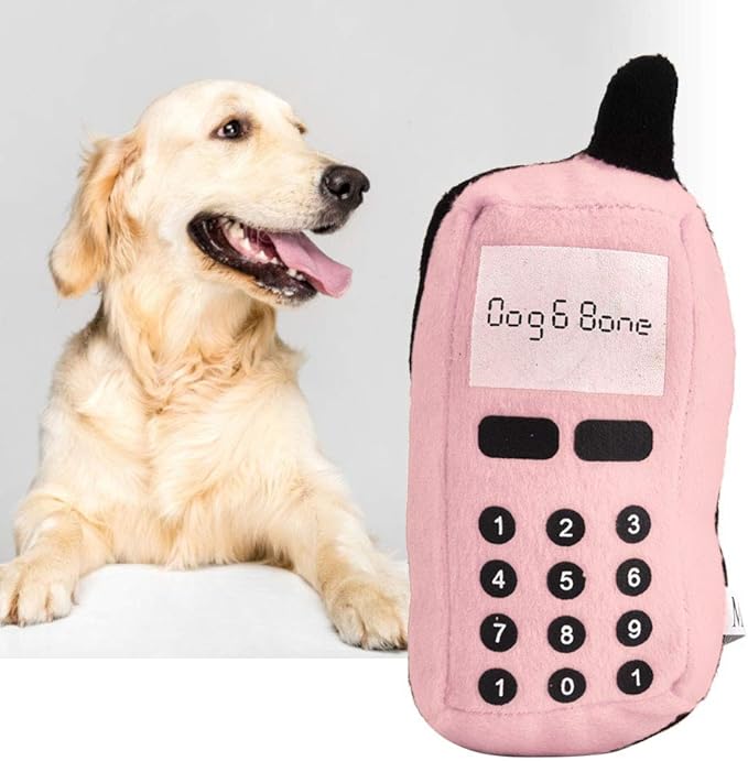 Pssopp Dog Phone Toy, Squeaky Plush Cell Phone Toy Dog Chew Toy Pet Chew Squeaker Toys Funny Mobile Phone Shape Interactive Toy for Dog Cat