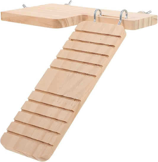 LIOOBO Hamster Cage Hanging Plaything Wooden Platform Toy Pet Ladder Stand Bird Cage Accessory