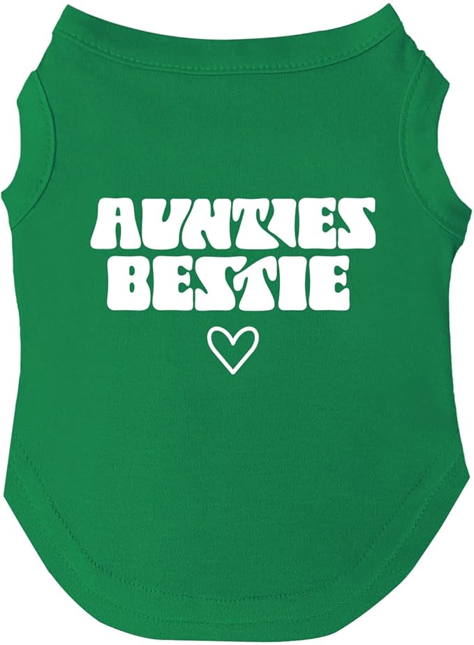 Aunties Bestie Dog Tee Shirt | Sleeveless Breeds | Mother's Day | Aunt Gift | Best Auntie & Sister | Valentine's Day |Green, 3X-Large 1360