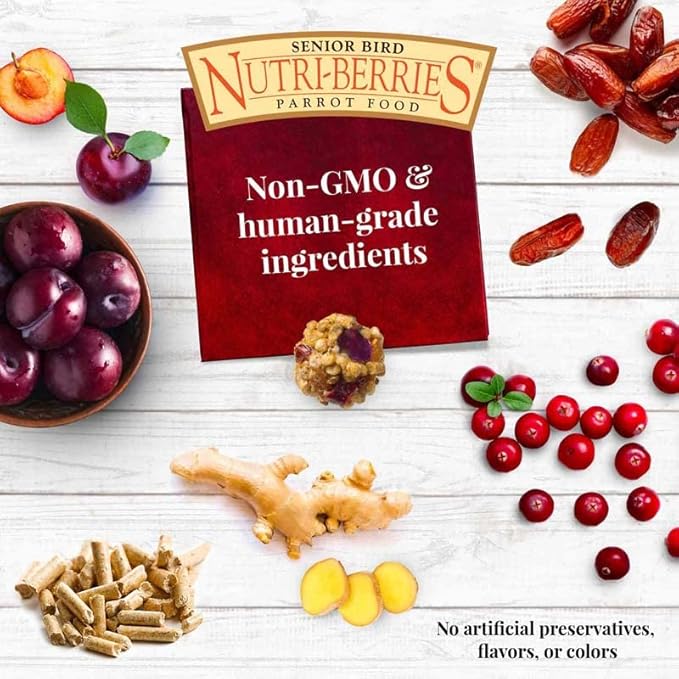 LAFEBER'S Senior Bird Nutri-Berries Pet Bird Food, Made with Non-GMO and Human-Grade Ingredients, for Parrots, 10 oz