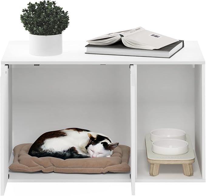 Furinno Peli Litter Box Enclosure, Solid White