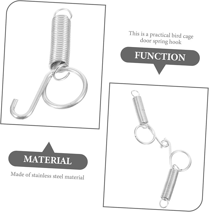20pcs Multi-Purpose Cage Door Spring Hook Parrot Cage Door Hook Easy Installation for Resistant Design