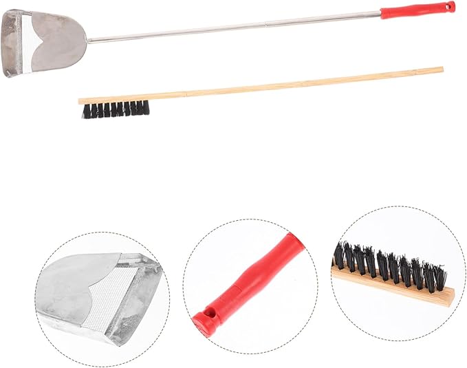 Luxshiny 2Pcs Bird Cage Cleaner Brush Set Versatile Cleaning Tools for Small Animal Cages Includes Droppings Shovel Brush Durable for Pet Bird Supplies