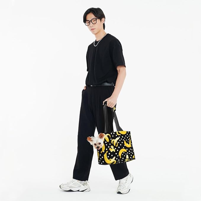 Banana Print Foldable Pet Tote Bag, Shoulder Carrier for Small Dogs and Cats