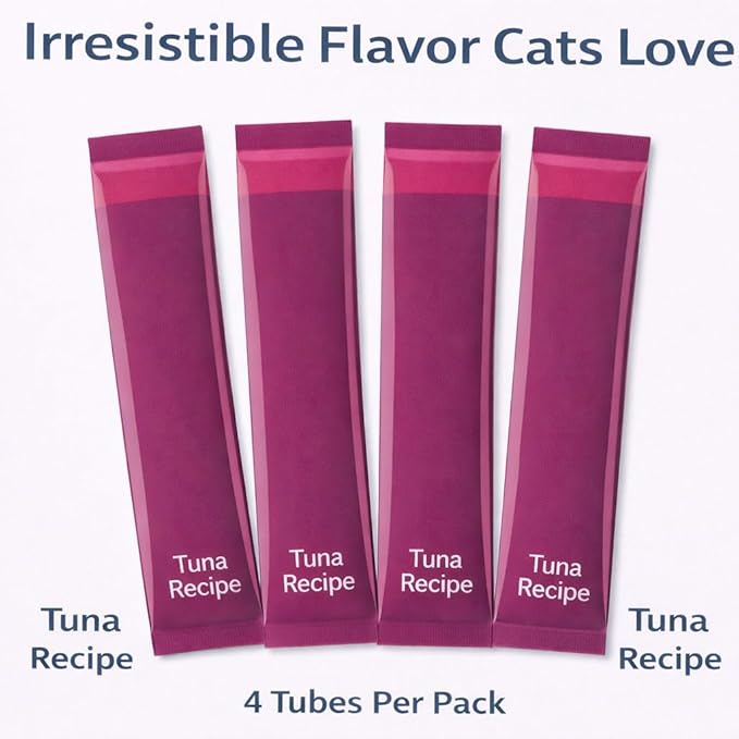 Lickable Cat Treats Squeezable Tuna Puree Tubes (12 x 0.5oz) | Grain Free Creamy Wet Treats for Picky Eaters Kittens Adults High Protein Seafood Flavor Food Topper Bonding Snack