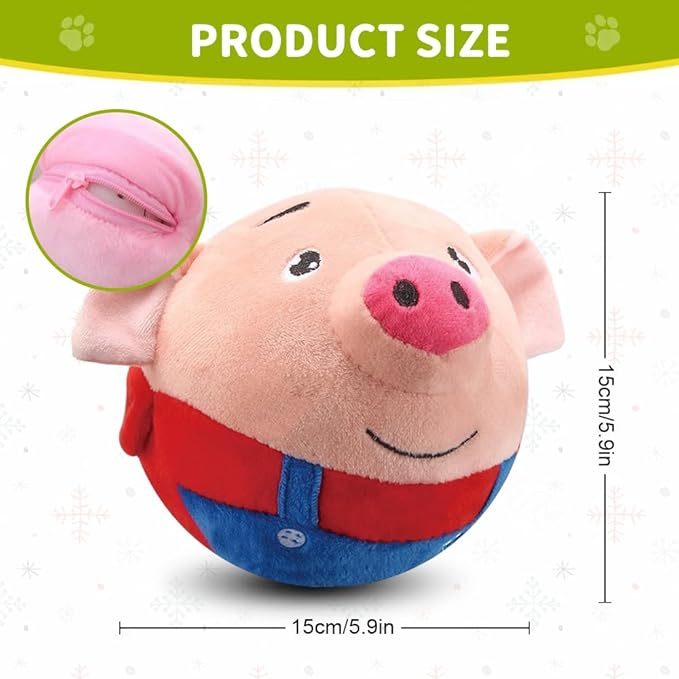 Interactive Dog Toys,2024 New Active Moving Pet Plush Toy,Squeaky Moving Dog Ball Toy,Rechargeable Puppy Toys to Keep Them Busy,Washable Pig Plush Toys(Blue Pig)