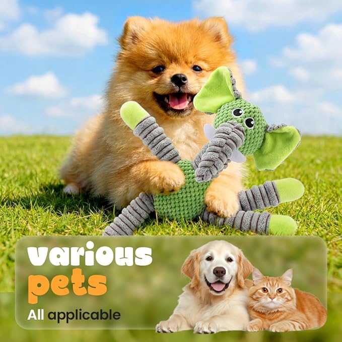 2026 New Dog Toys, Indestructible Plush Dog Toy for Aggressive Chewers, Interactive Squeaky Soft Puppy Chew Toy, Durable Teething Toys for Small Medium Large Dogs (Rose Red)
