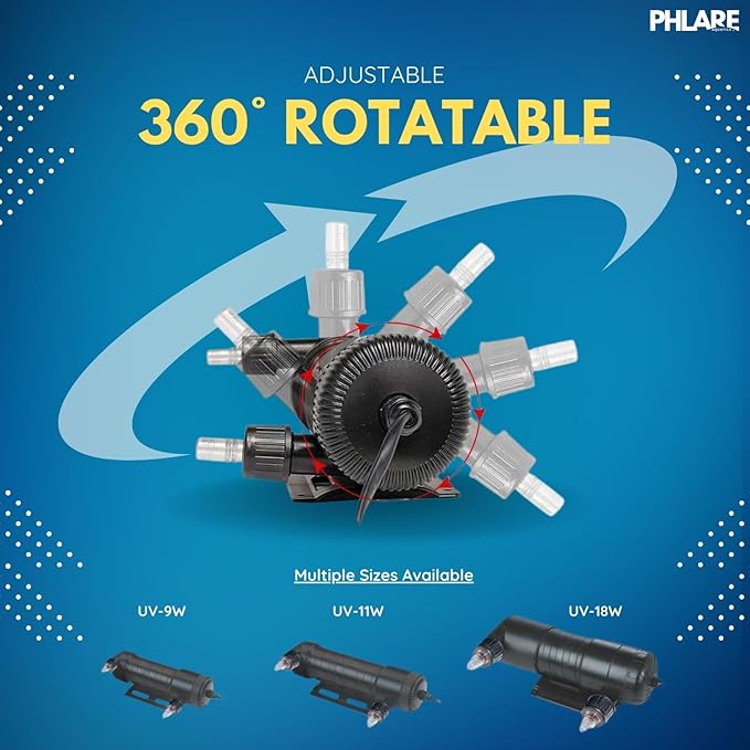 UV Aquarium Filter - External U-V Light for Fresh & Saltwater Tanks and Ponds - 18 Watts