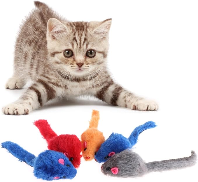 10PCS Plush False Mice Cat Toys Sound Making Interactive Play Soft Material Random Colors for Indoor Cats Entertainment