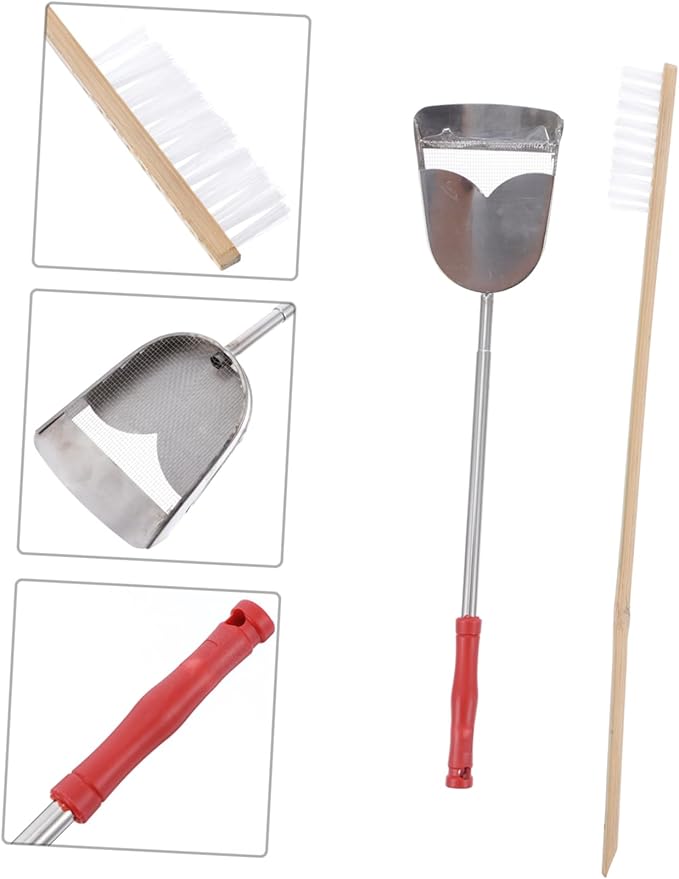 Angoily 4pcs Bird Cage Cleaning Tool Set and Handle Brush and Shovel for Efficient Parrot Cage Maintenance Random for Daily Cleaning