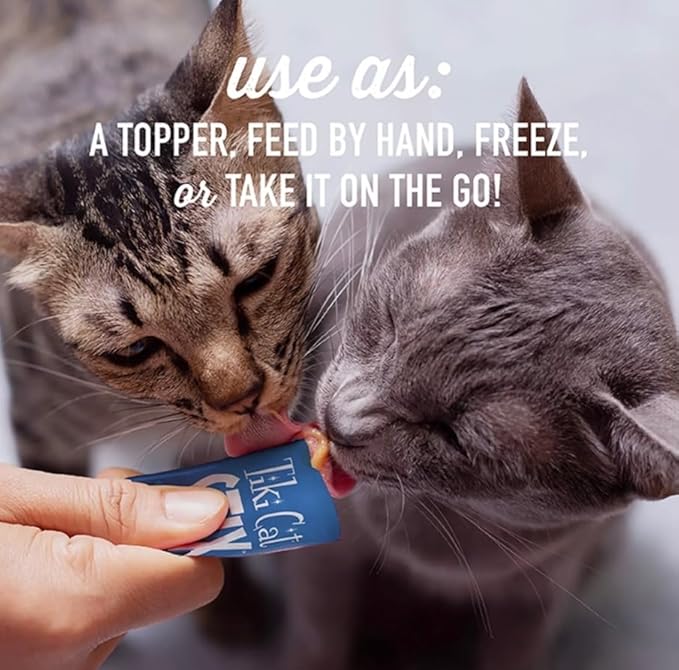 Tiki Cat Stix Wet Treats, Grain Free Lickable Smooth Mousse Blend with Tuna Creamy Gravy 6 Stix in 1 Pouch (Pack of 2), Plus 1 Cat Pom Pom Balls Toy