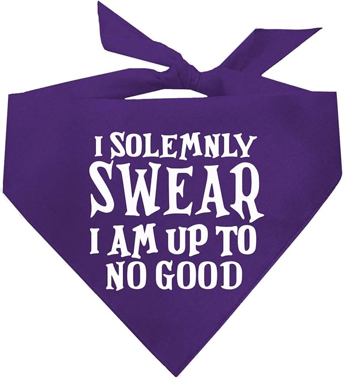 I Solemnly Swear I Am Up to No Good Dog Bandana (Purple, OS 1101)