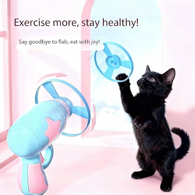 18 Pieces Cat Fetch Toy with Colorful Flying Propellers Set, 3 Colored Elastic Balls,Cat Playing Tracking Interactive Toys for Kitten Indoor and Outdoor Chasing Training Hunting