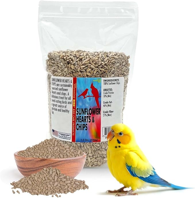 Morning Bird Sunflower Hearts & Chips 1.5 lbs – Premium Bird Seed with High Protein & Healthy Fat - Shelled Sunflower Hearts for Birds - Mess Free, Easy to Feed, Delicious Snack