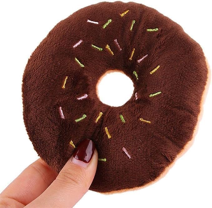 2 Pcs Blue Donut Shape Plush Pet Toy, Lovely Squeaky Sound Chew Toy for Dogs with Chew Guard Technology, Squeak Toys, Decorations