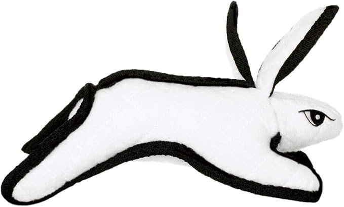 TUFFY - World's Tuffest Soft Dog Toy -Barnyard- Multiple Layers. Made Durable, Strong & Tough. Interactive Play (Tug, Toss & Fetch). Machine Washable & Floats. (White Rabbit, Jr 2 Pack)