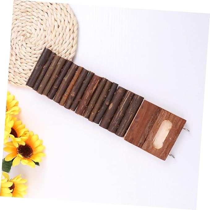 Hemoton Wooden Hamster Ladder Bridge Toy 7cm x 27cm Small PET Climbing Chew Toy for Hamsters Parrots and Birds for Cage Accessories and Interactive Play