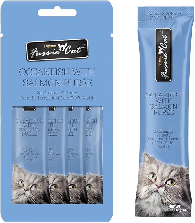 Fussie Cat Ocean Fish/Salmon Puree 4 Count (Pack of 2)