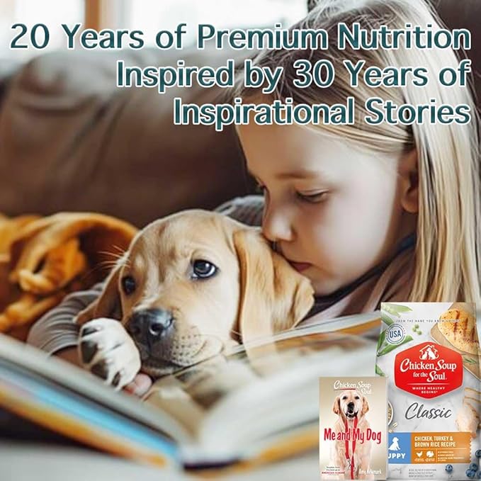 Chicken Soup for The Soul All Natural Premium Dry Puppy Food, Real Meat First Ingredient, No by-Products, Supports Brain Development & Strong Bones & Teeth, Chicken, Turkey & Brown Rice, 28lb