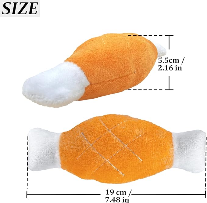 Andiker 2pcs Dog Squeaky Toy, Chicken Legs Bone Pet Funny Squeaky Toy Plush Toy for Small, Medium, Large Dogs and Cats