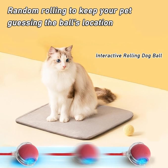Interactive Rolling Dog Ball,Interactive Rolling Ball Dog Toy,Interactive Rolling Ball Dog Toy,Electric Dog Ball Toy,Electric Dog Ball,360° Smart Automatic Rolling Pet Ball(Red)