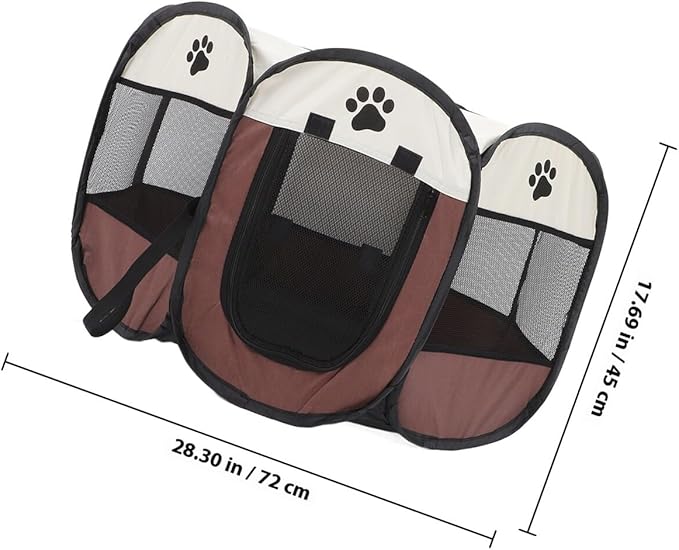 KALLORY Portable Pet Playpen Octagonal Soft Puppy Playpen Folding Oxford Fabric Small Dog Crate with Zipper Mesh Door Indoor Outdoor Exercise Pen for Puppies and Small Dogs