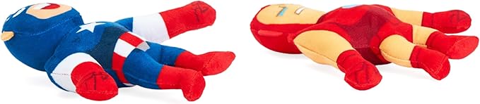 ZippyPaws Marvel Plush Toy for Dogs, Round Squeaker and Crinkle Material, 2 Pack, Captain America and Iron Man