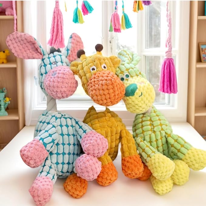 2026 New Dog Toys, Indestructible Plush Dog Toy for Aggressive Chewers, Interactive Squeaky Soft Puppy Chew Toy, Durable Teething Toys for Small Medium Large Dogs (Green+Orange)