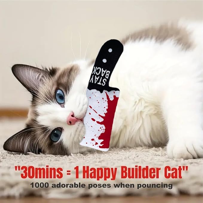 Halloween Plush Knife Toy Set for Cats and Dogs, 4-Pack Soft Plush Pet Toys with Crinkle Sound and PP Cotton Filling, Fun Interactive Pet Toys