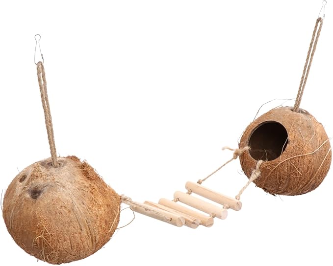 BESPORTBLE Parrot Hamster Coconut Ladder Nest for Small Pets Easy Install Bird Cage Accessory Parakeet Coconut Nest Hideout