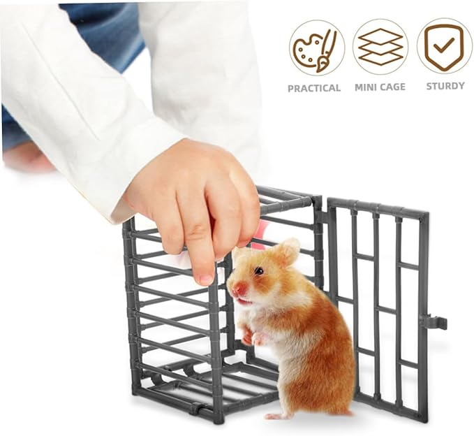 Mipcase 3pcs Mini Animal Pen Model Small Hamster Cage Birdcage Decor Rat Toy Guinea Pig Cage Accessory