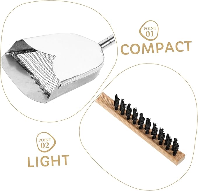 Mipcase 2pcs Bird Cage Cleaning Brush Set Stainless Steel Droppings Shovel Effective Cleaner Tools for Parrots Small Animals and Reptiles