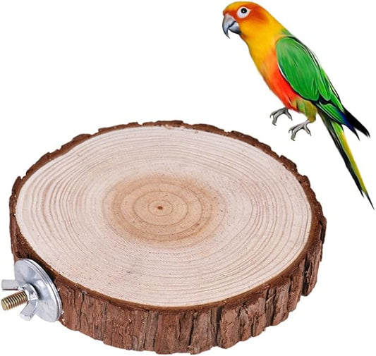 POPETPOP Parrot Jumping Platform Natural Wood Bird Perch Toy for Cockatiels Bird Cage Branch Perches and Stand Rack