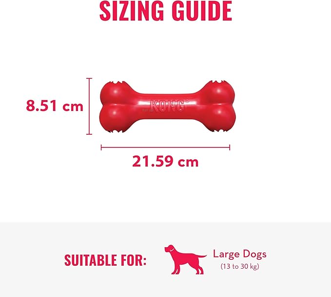 KONG Goodie Bone - Classic Durable Natural Rubber Dog Bone, Supports Mental Engagement - Treat Dispensing - Red - for Medium Dogs