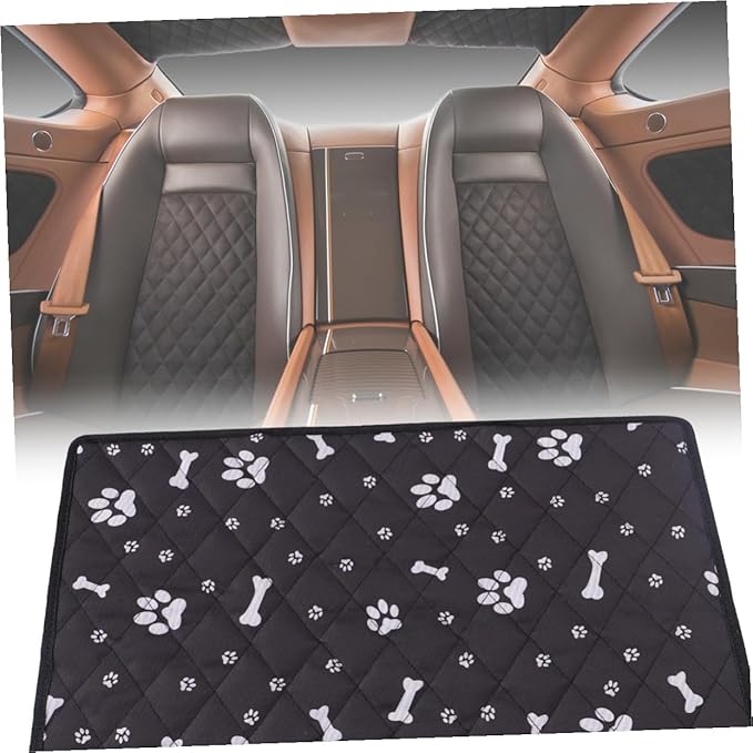 ARTIBETTER Breathable Dog Car Seat Cover with Non-Slip Pet Automobile Pad, Black Bone Paw Print, M Size 50x35cm, Lightweight Protective Back Seat Mat for Dogs in Car Travel