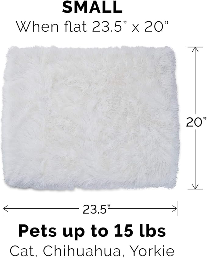 Furhaven Self-Warming Cat Bed for Indoor Cats, 4-Beds-in-1 & Washable - Plush Long Faux Fur Convertible Cuddler - Spruce, Small
