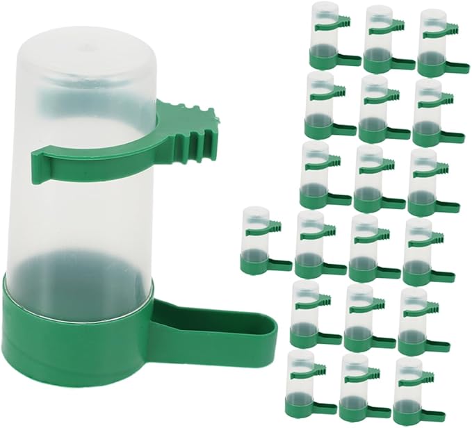 20pcs Spillproof Bird Water Dispenser for Parrots and Small Birds Easy to Clean Automatic Waterer Cups for Quail and Parakeets Cage Water Container