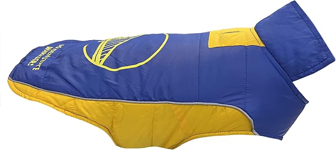 NBA Golden State Warriors Puffer Vest for Dogs & Cats, Size Small. Warm, Cozy, and Waterproof Dog Coat, for Small and Large Dogs/Cats. Best NBA Licensed PET Warming Sports Jacket