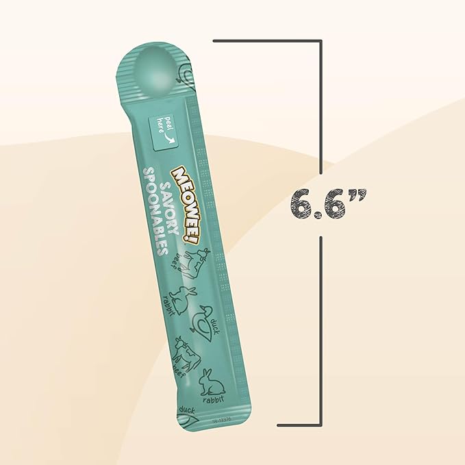 MEOWEE! Savory Spoonables with Real Duck, Beef and Rabbit for Cats, 4 Count, Treat Your Cat to Triple Flavor Squeezable Lickable Wet Treats with Built-in Spoon for Less Mess (Pack of 2)