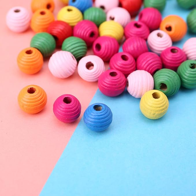 50 Pcs Colorful Wooden Beads for Craft Jewelry Making Bird Educational Toy Chewing Toys Accessories Bird Cage