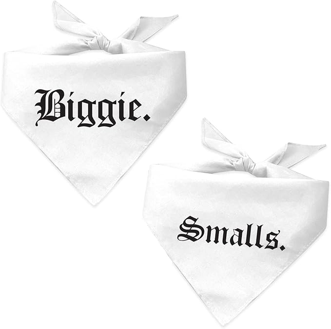 Biggie and Smalls Matching 90's Hip Hop Dog Bandana 2 Pack (White, XS 403/407)